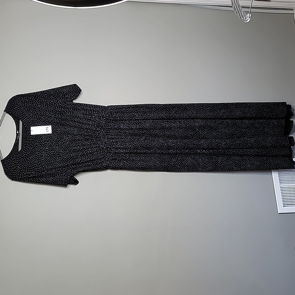 NWT Long Tall Sally LTS size 8 black & white polka dot maxi Dress with pockets - Picture 2 of 11